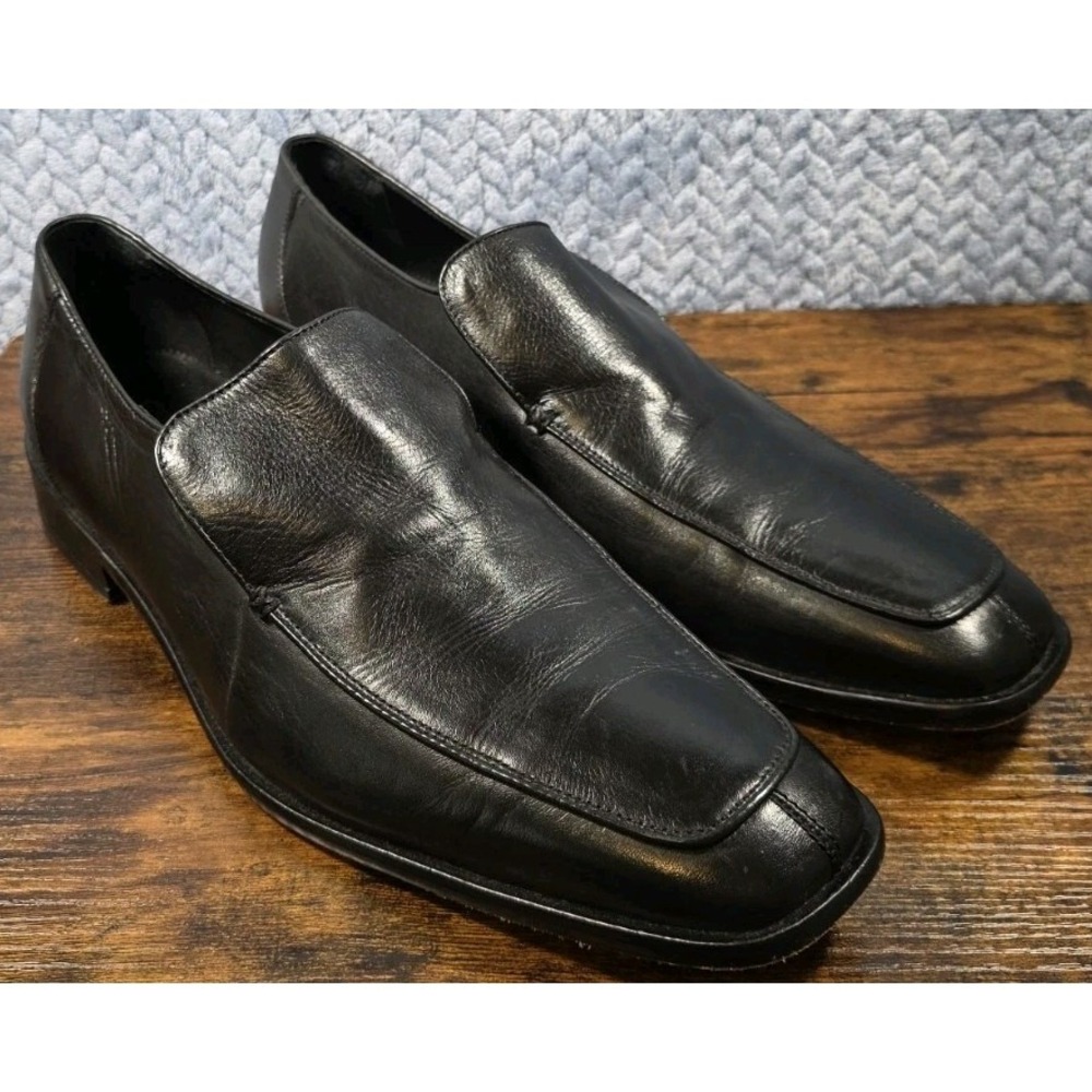 Gordon Rush ROME  Men's Black Leather Gore Apron Toe Slip on Loafers US‎ 11.5